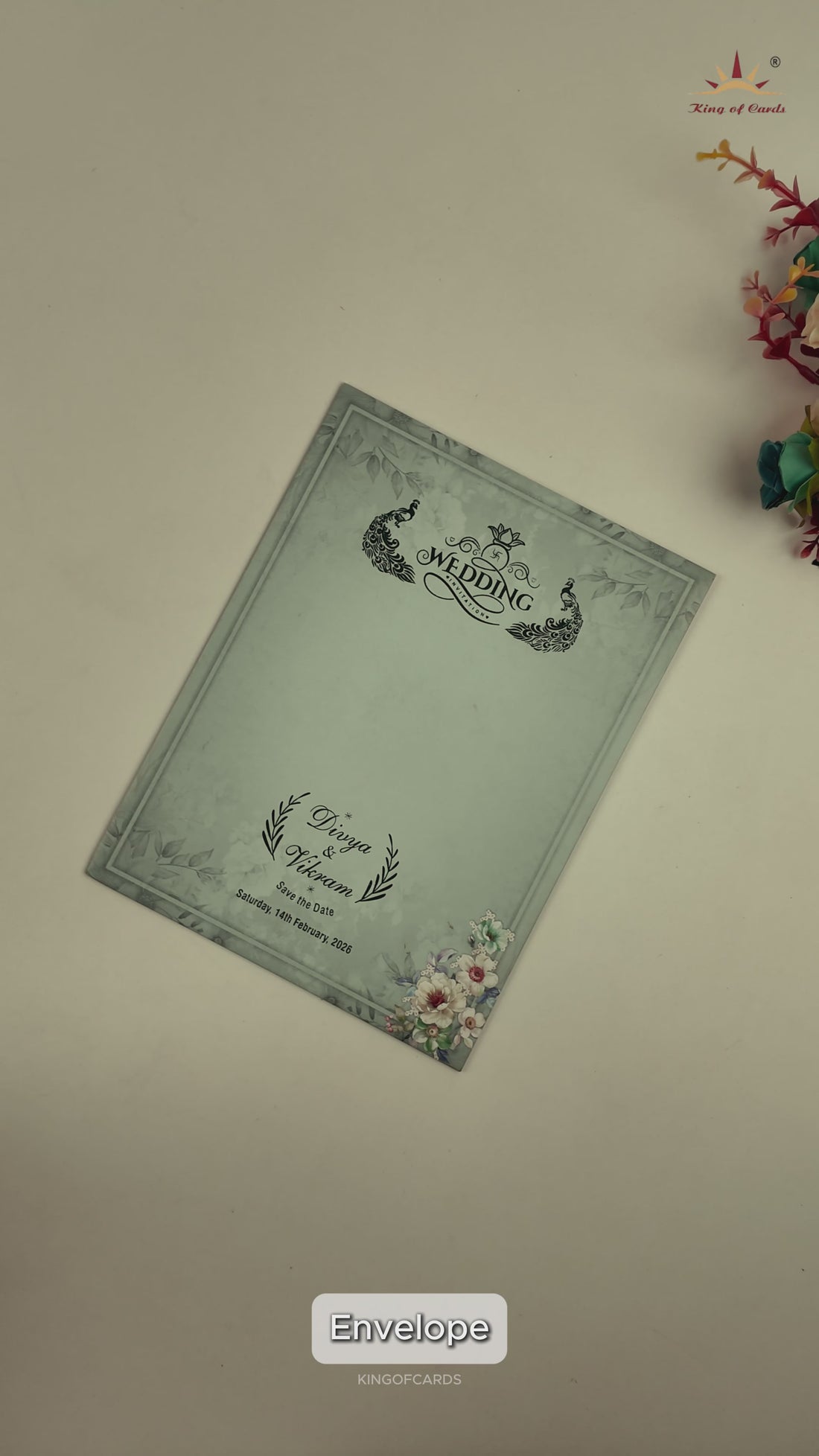 Blue Pastel Floral Wedding Card-KNTY6809