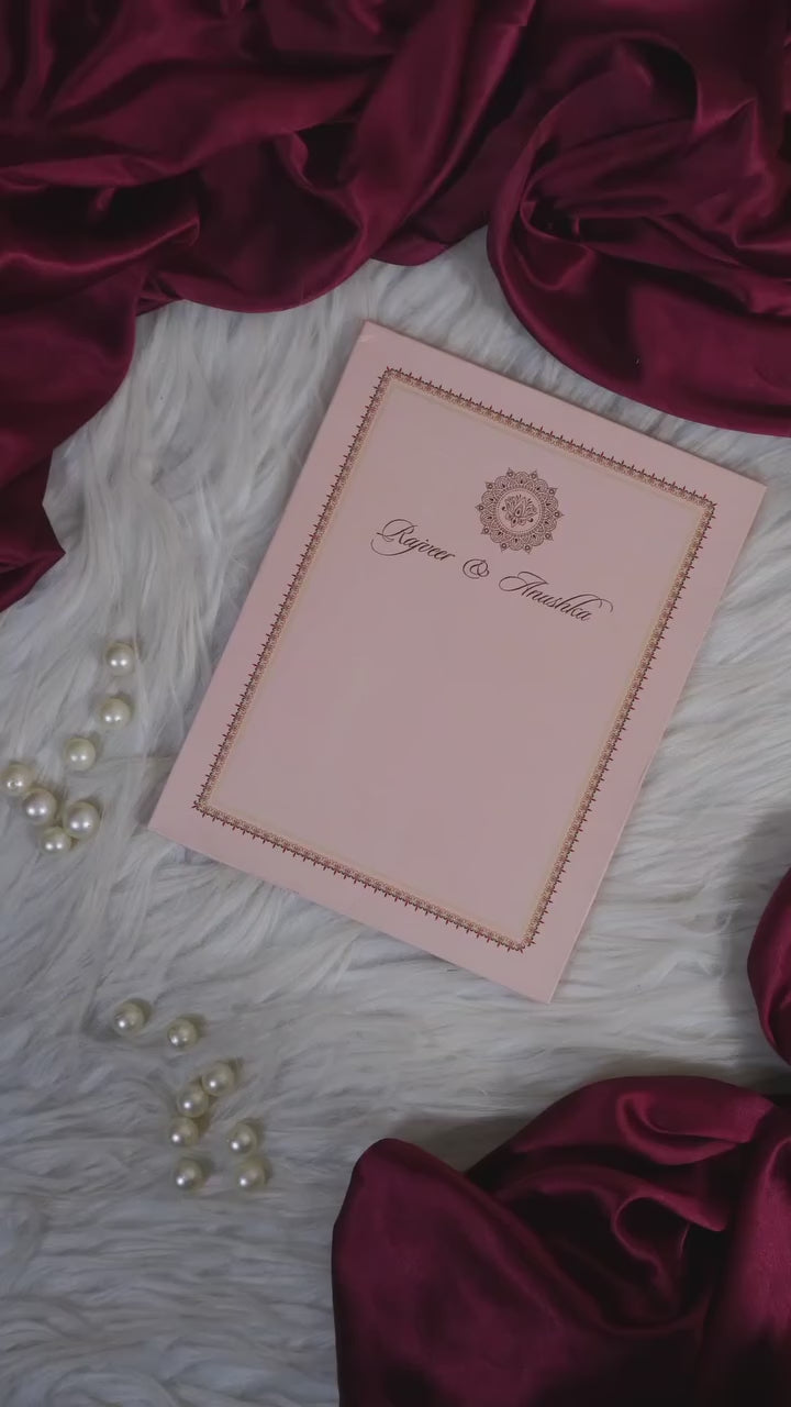 Peach Tracing Wedding Card Design-KRC30170