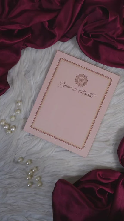 Peach Tracing Wedding Card Design-KRC30170