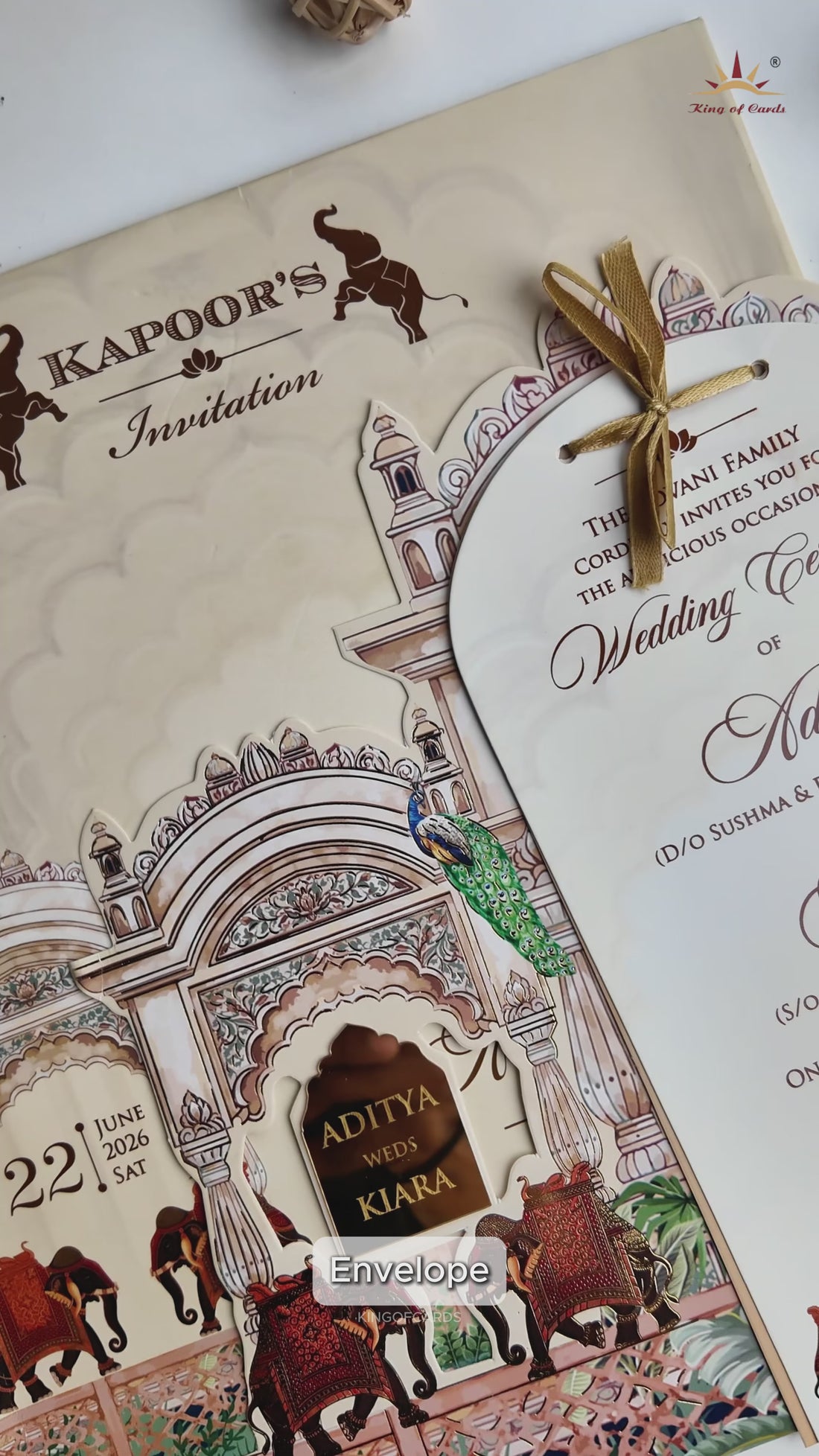 Lime Yellow Palace Elephant Wedding Card - KFR16230