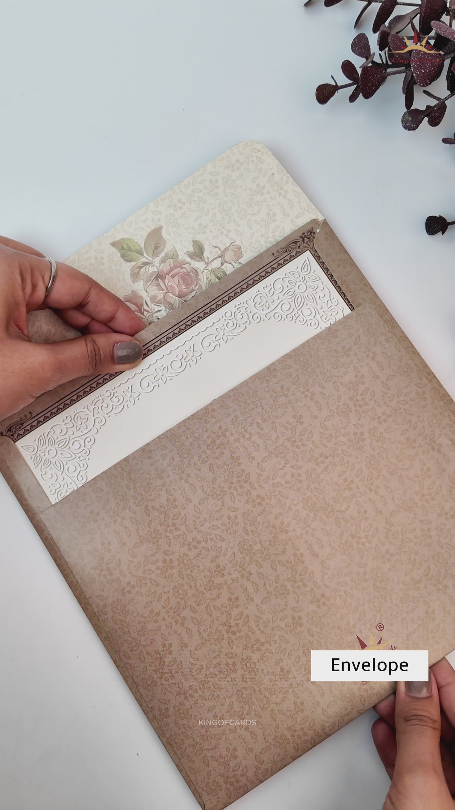 Brown Rose Floral Wedding Card-KNSN6712B