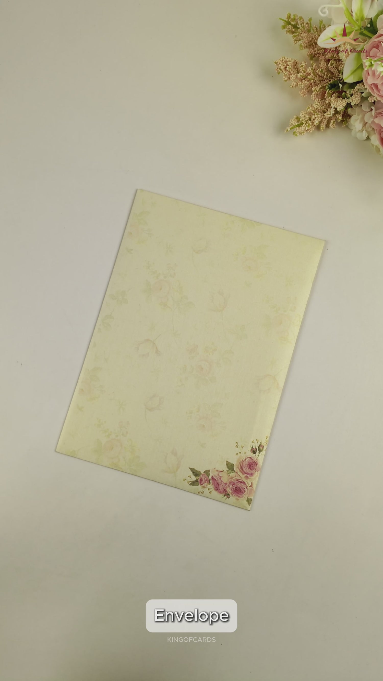 Cream Rose Floral Wedding Card - KNCM4041