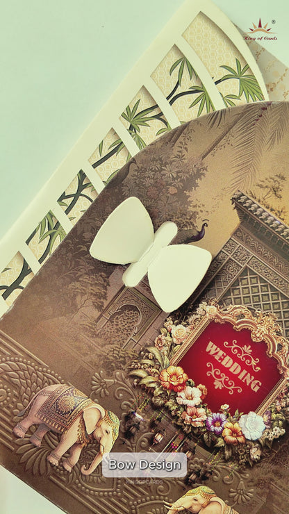 Brown Floral Palace Wedding Card - KNTH9612S