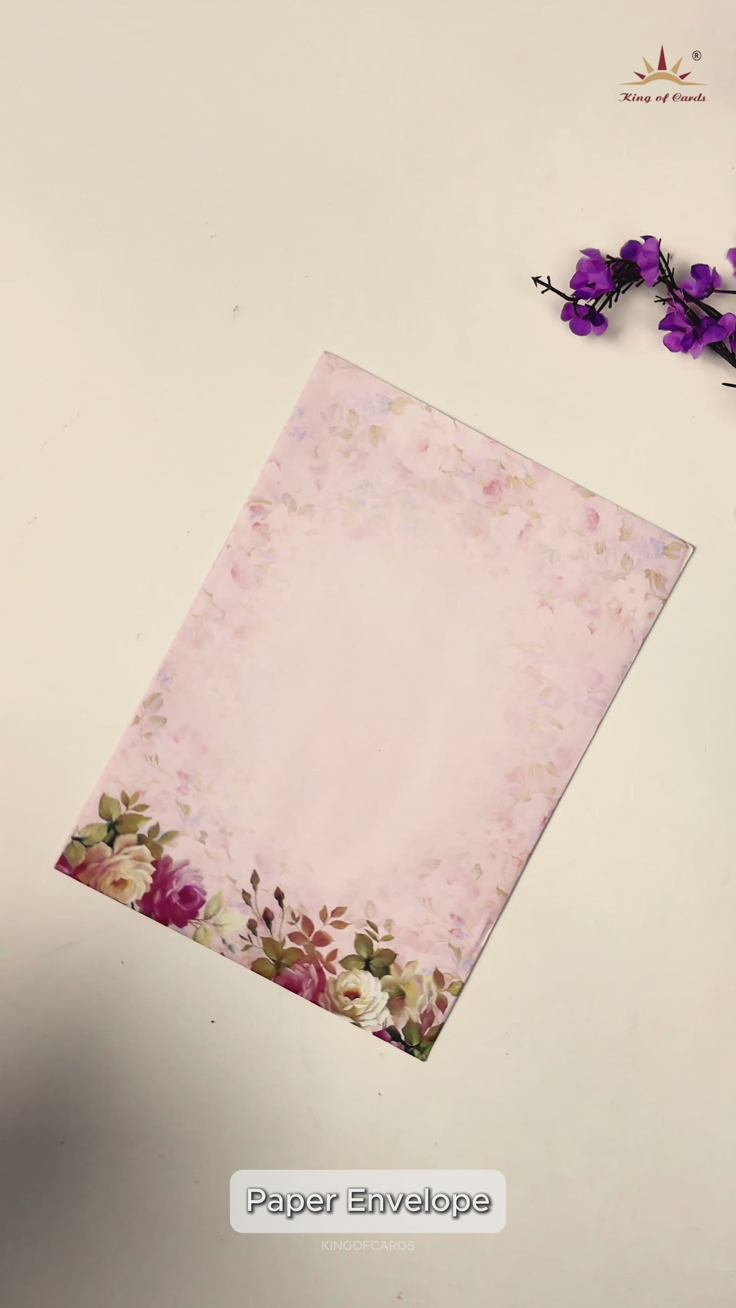 Light Pink Floral Paper Sheet Wedding Card-KNEP1608