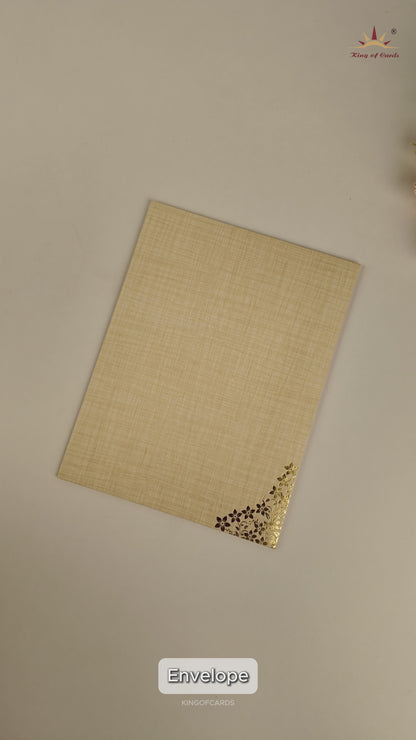 Cream Floral Ganesha Wedding Card - KNK7082S