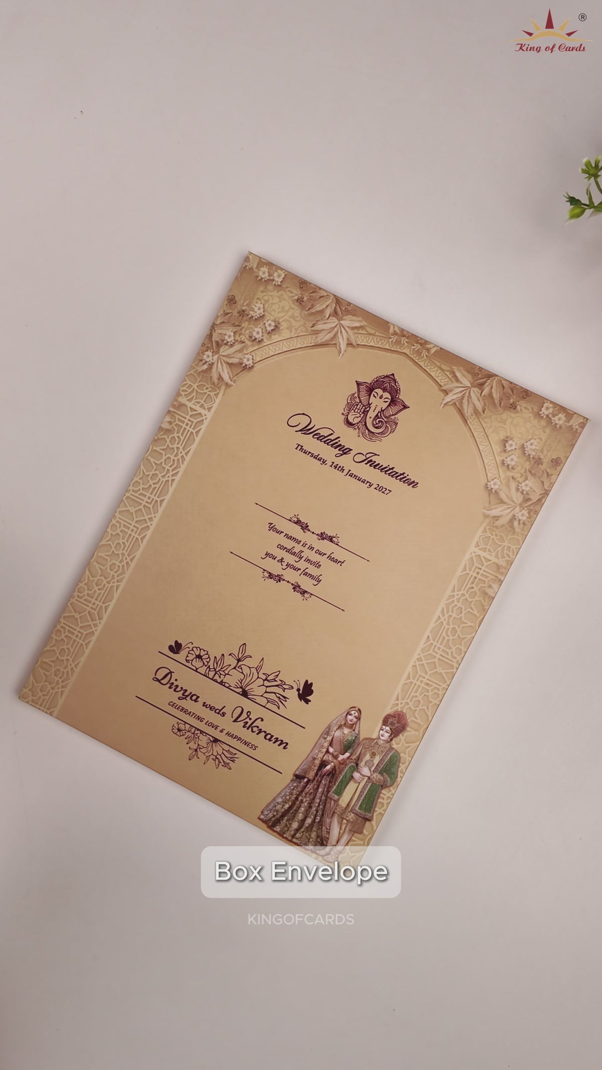 Cream Royal Bride Groom Wedding Card - KNLY6101