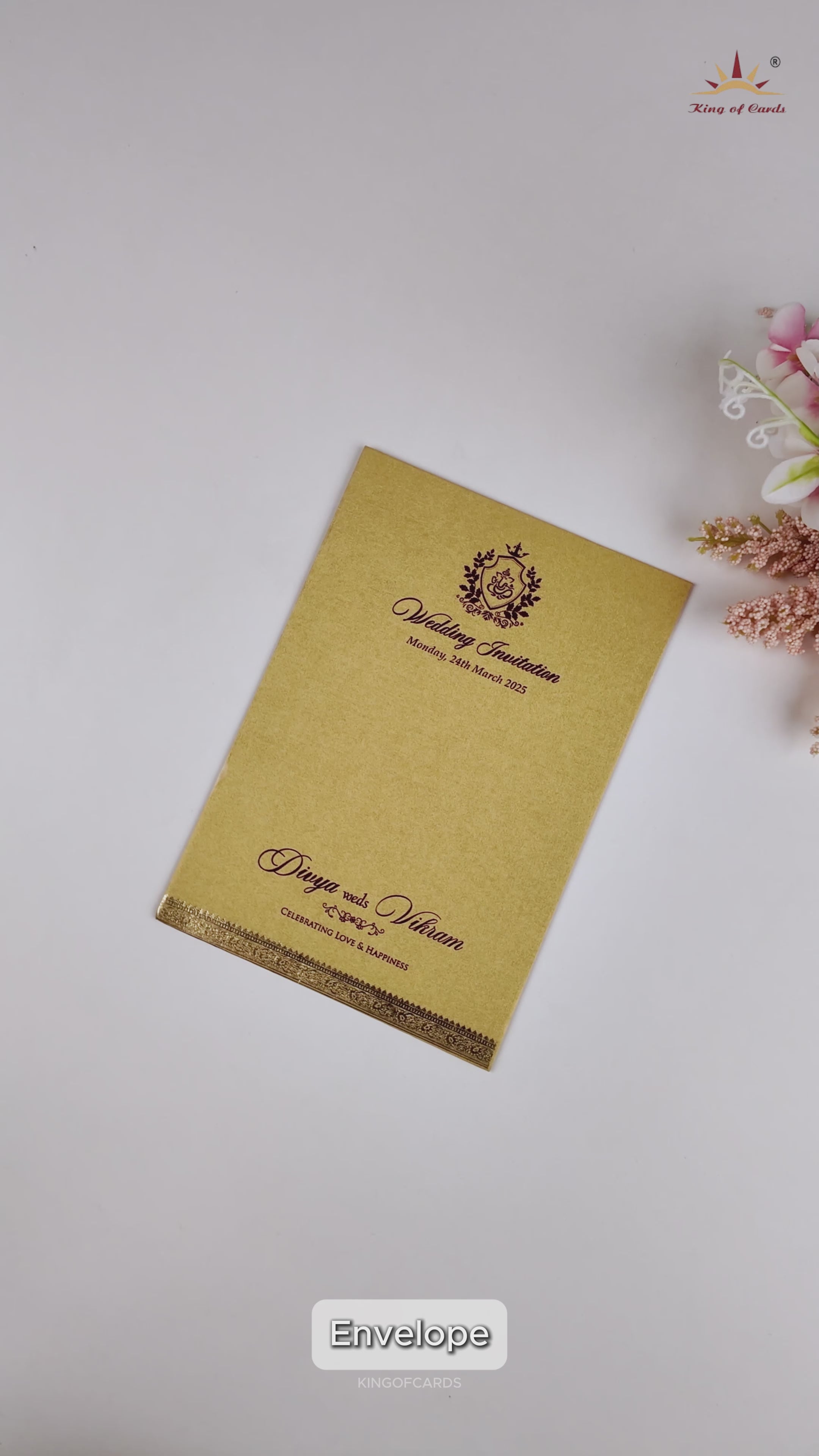 Gold single sheet invitation card - KNS012GG