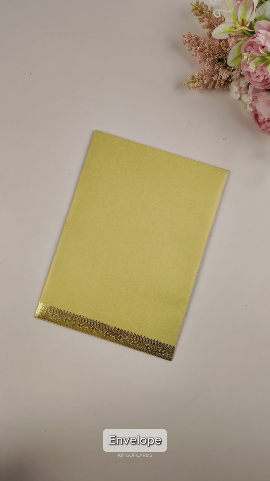 Gold Metallic Floral Wedding Card - KNCM15GG