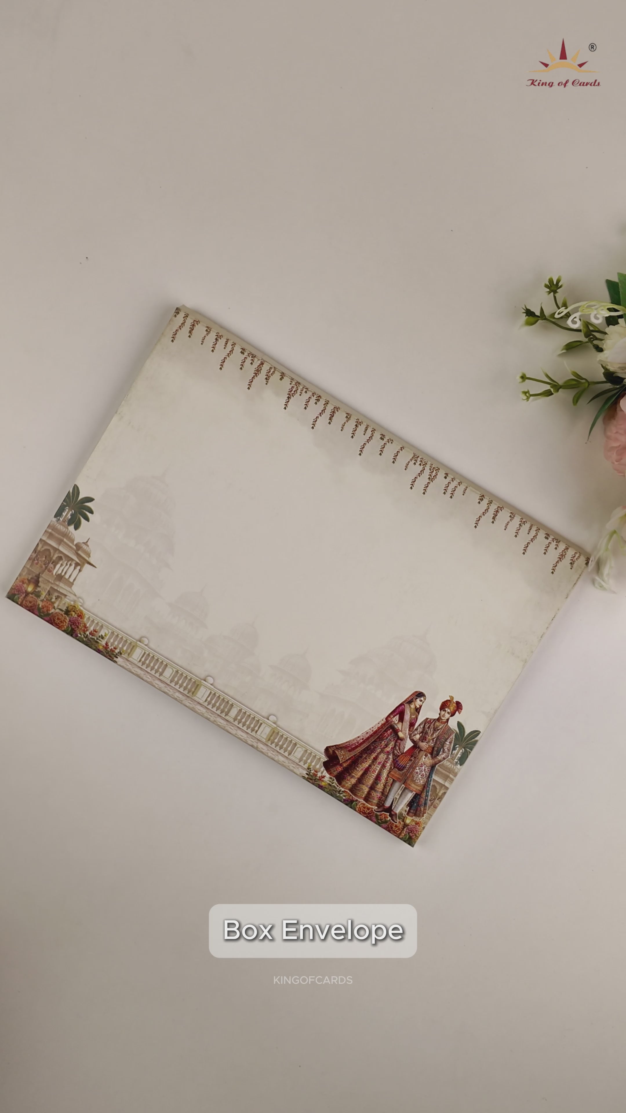 Cream Bride Groom Door Style Box Wedding Card - KAA05370
