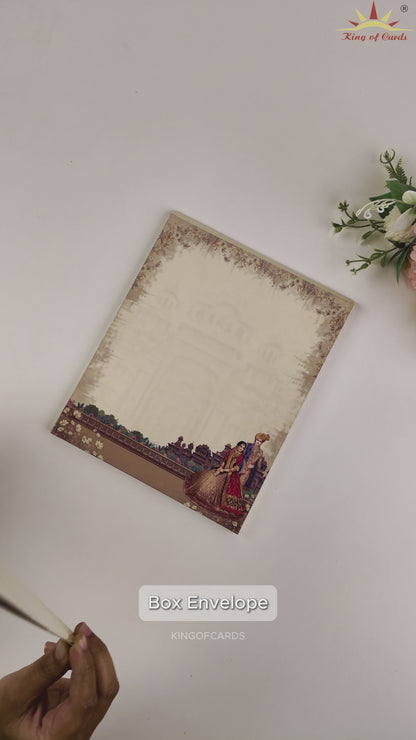 Grey Royal Bride Groom Palace Wedding Card - KAA05210