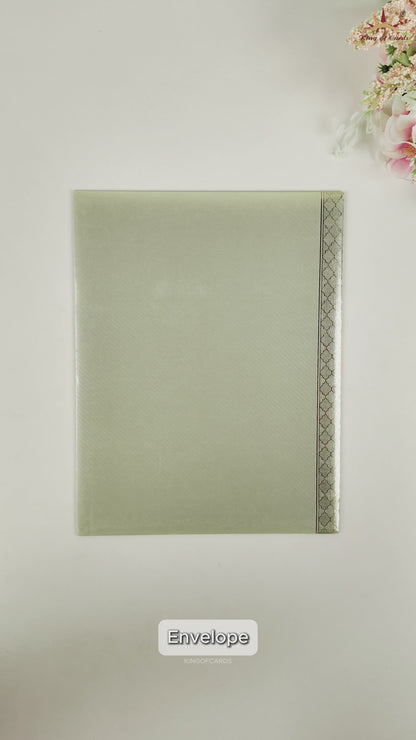 Olive Green Hindu Wedding Invitation Card - KNKGN5024