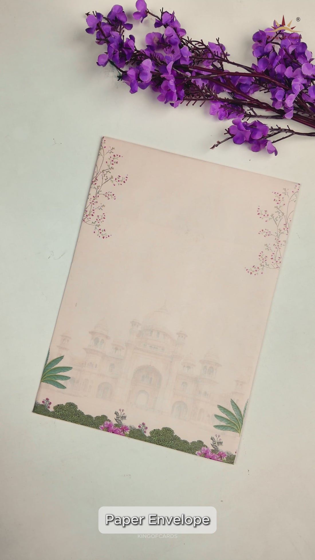 Pink Palace Peacock Floral Wedding Card-KNEP1613