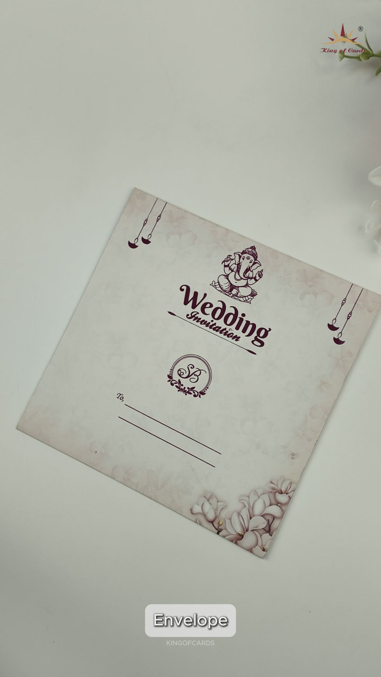 Peach Floral Single Sheet Invitation Card - KNIC7301