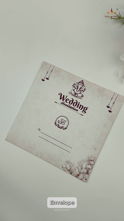 Peach Floral Single Sheet Invitation Card - KNIC7301