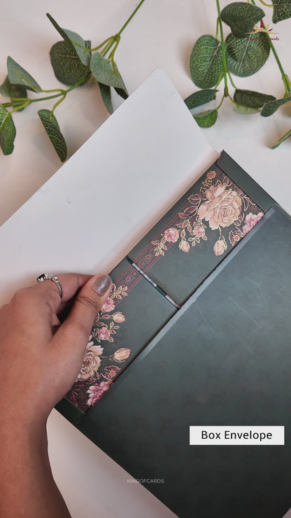 Green Floral Padded Wedding Card - KSH72780