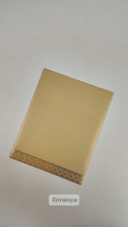 Beige Ganesha Floral Wedding Card - KNKT5034
