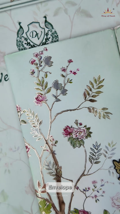 Blue Floral Door Invitation Card-KNKC4074