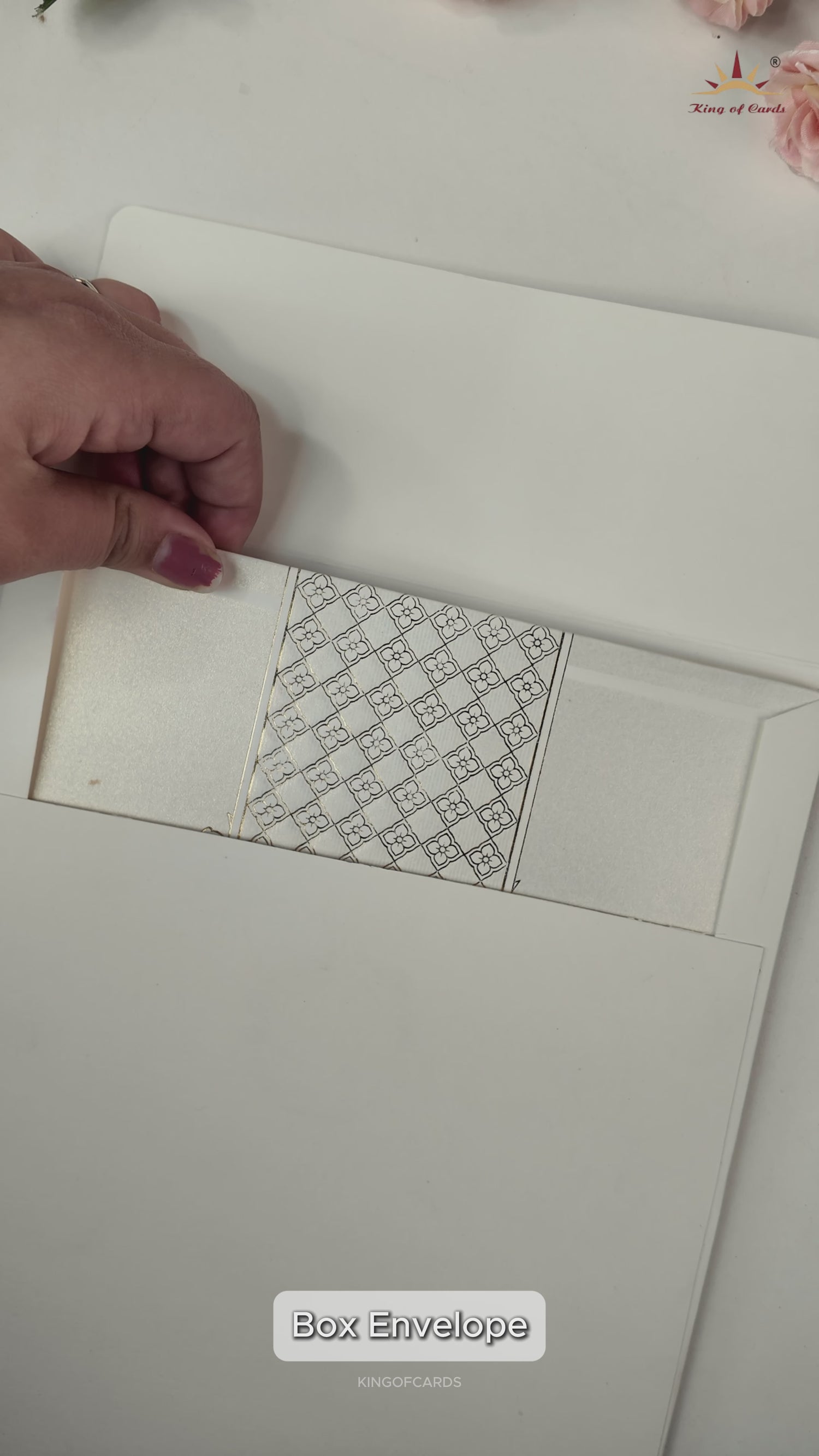 White Ganesha Geometric Padded Wedding Card-KRE28180