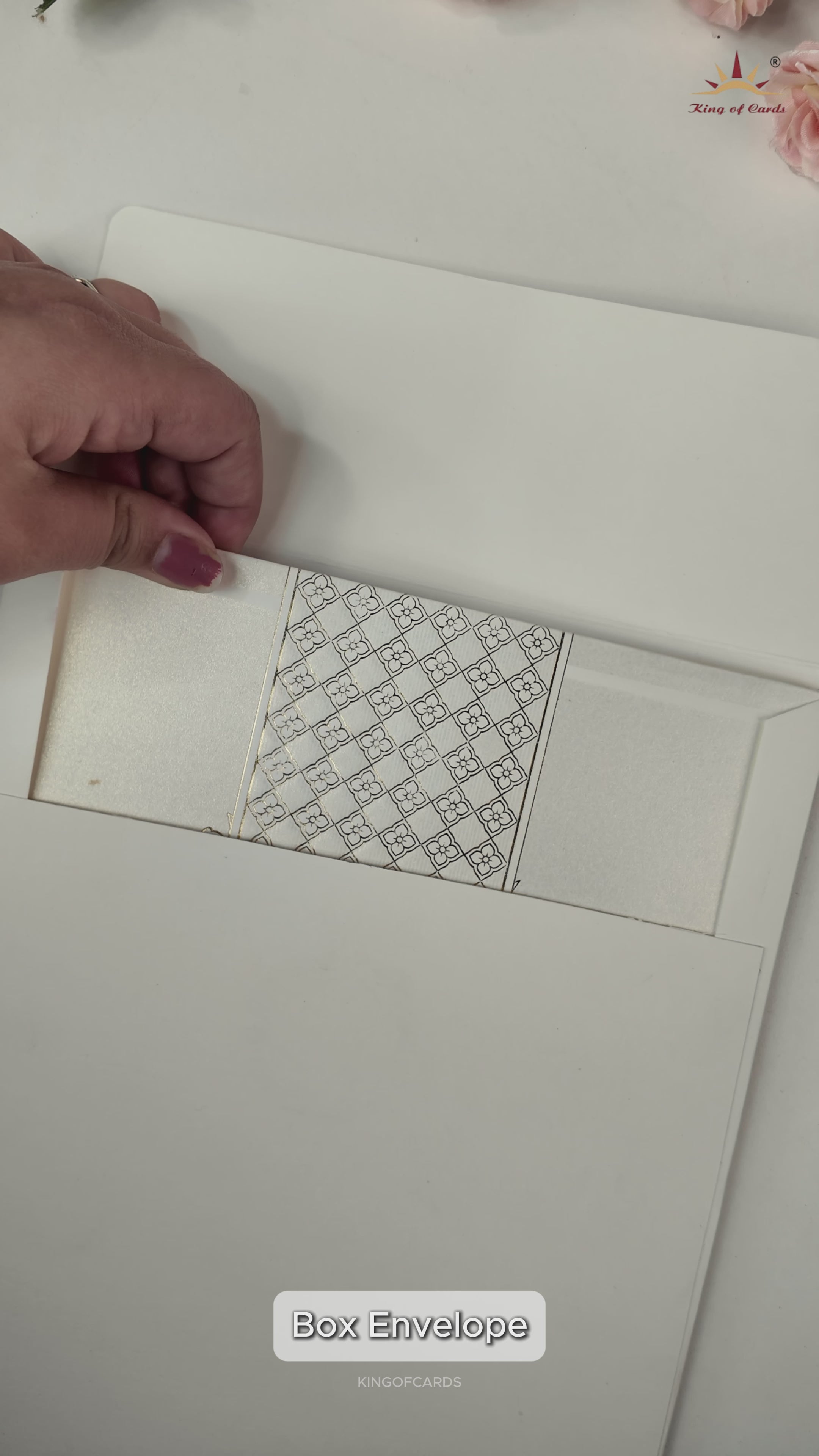 White Ganesha Geometric Padded Wedding Card-KRE28180