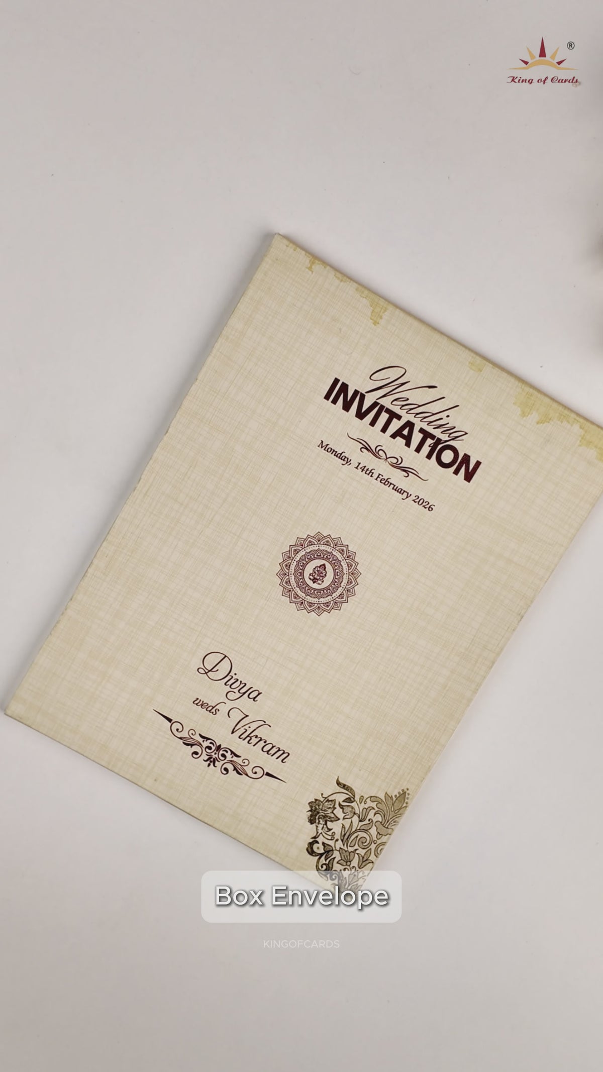 Sandal Premium Padded Floral Wedding Card - KNPS9501S