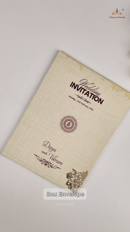 Sandal Premium Padded Floral Wedding Card - KNPS9501S