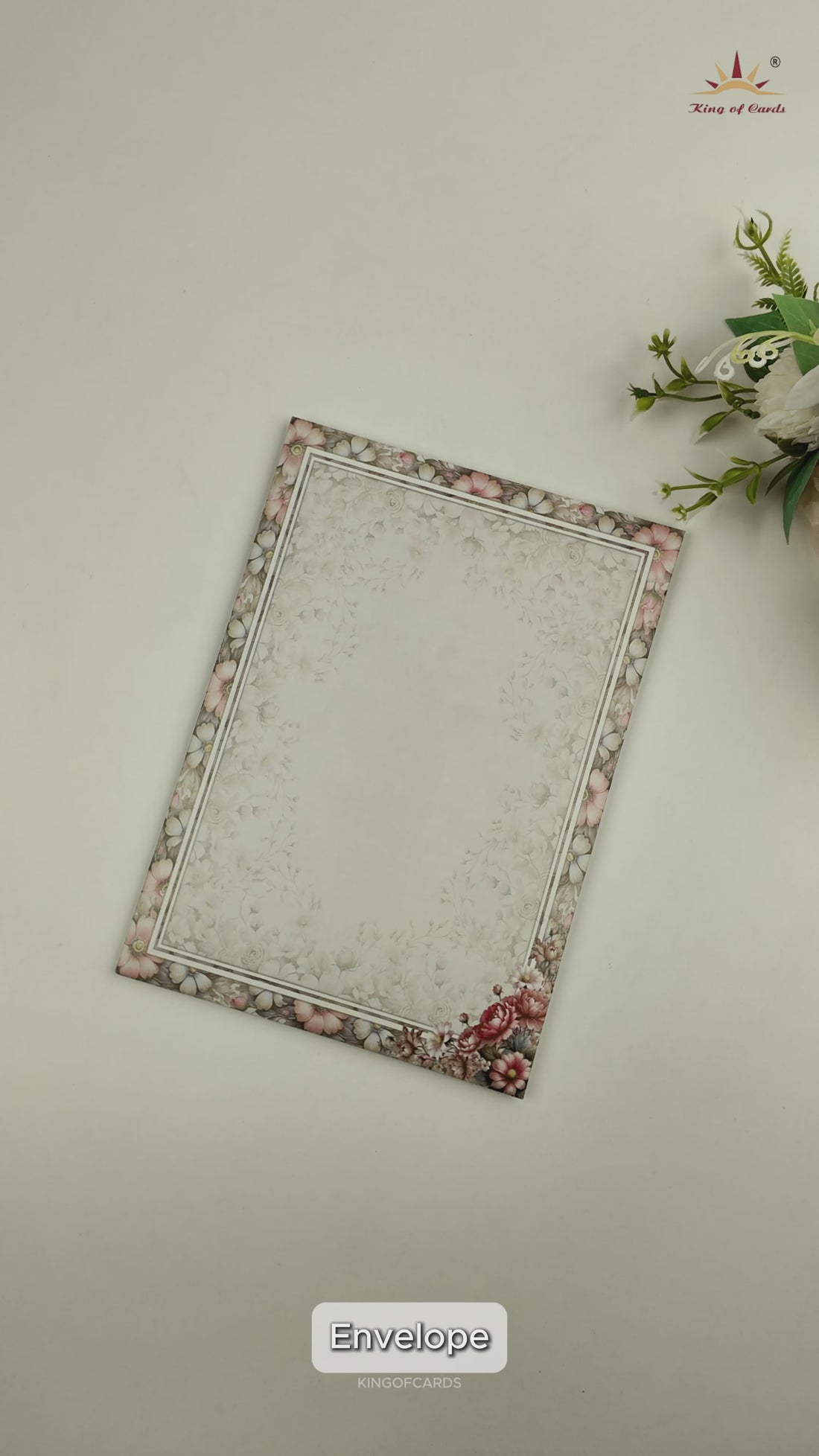 Grey Floral Door-Style Opening Wedding Card - KNBL1701