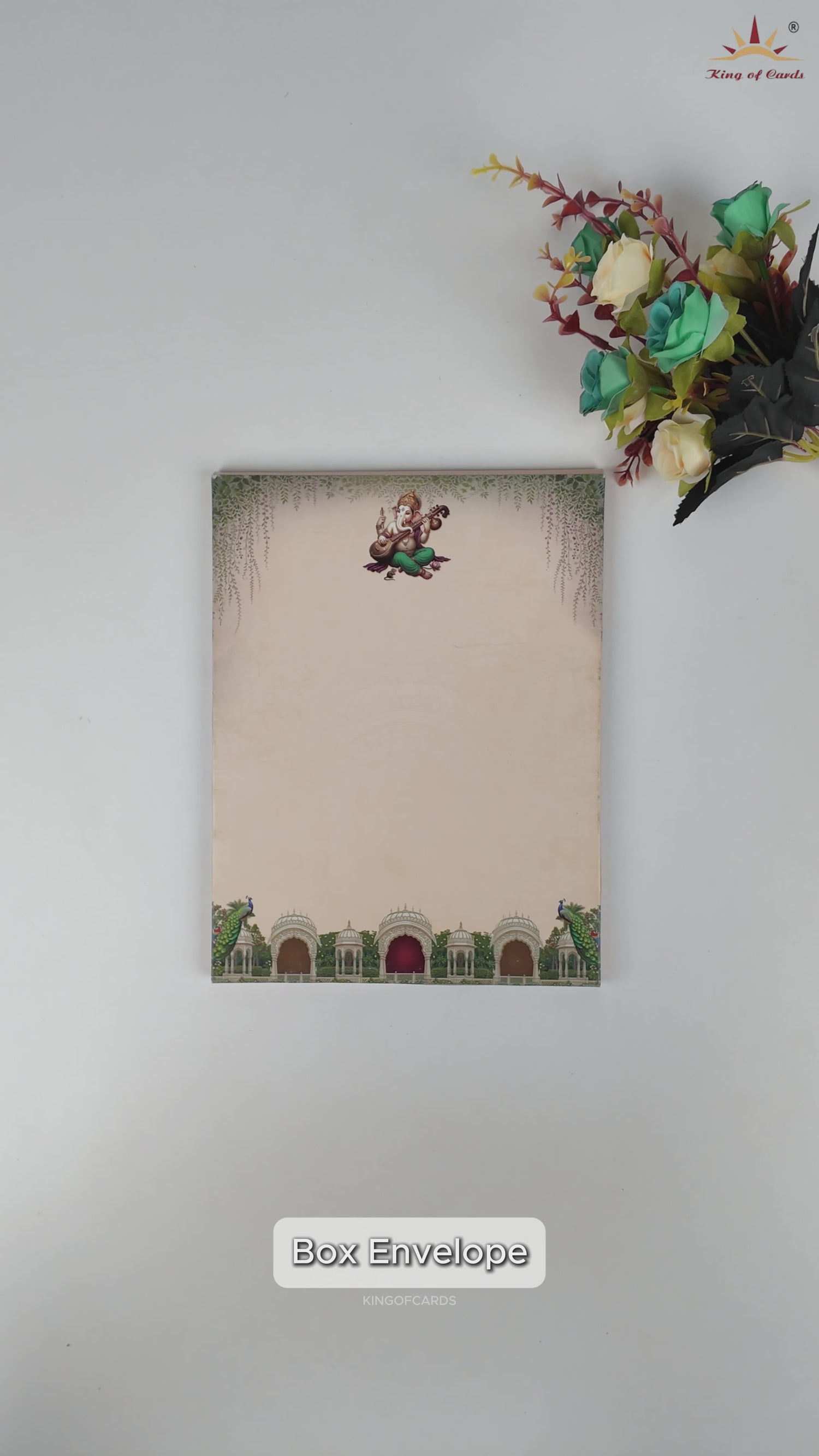 Green Lord Ganesha Wedding Card - KAA05010