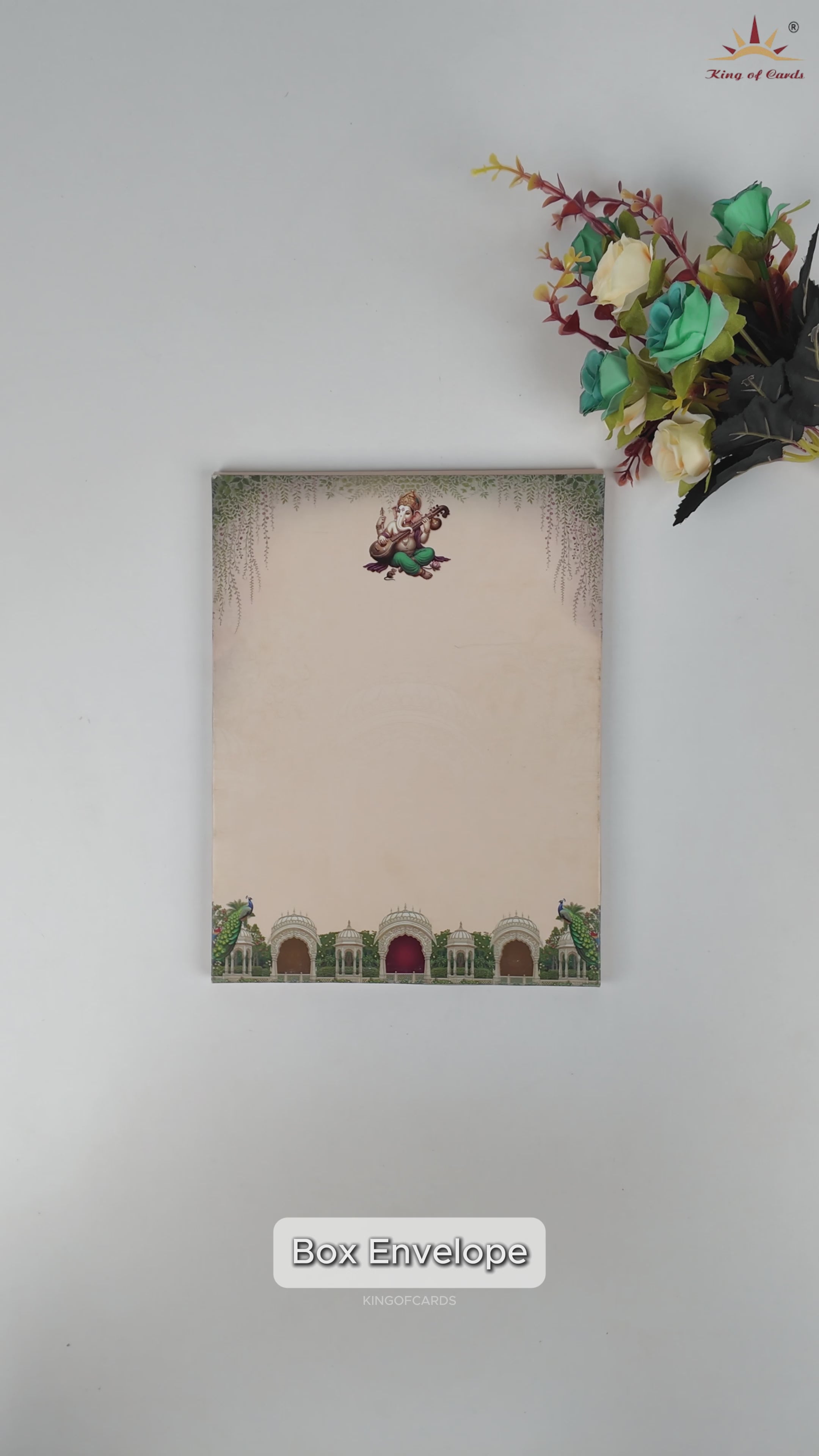 Green Lord Ganesha Wedding Card - KAA05010