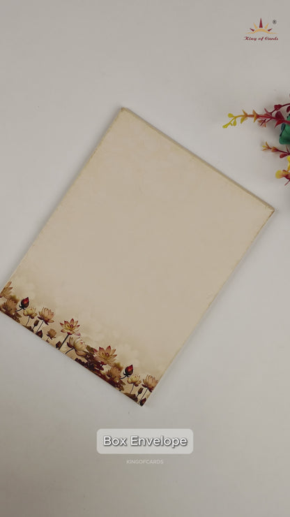 Royal Blue Lotus Floral Wedding Card - KAA05180