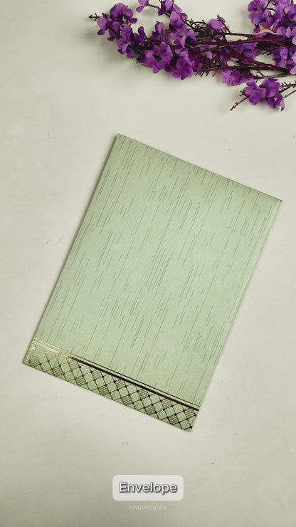 Green Door Style Floral Wedding Card-KNKR040GN