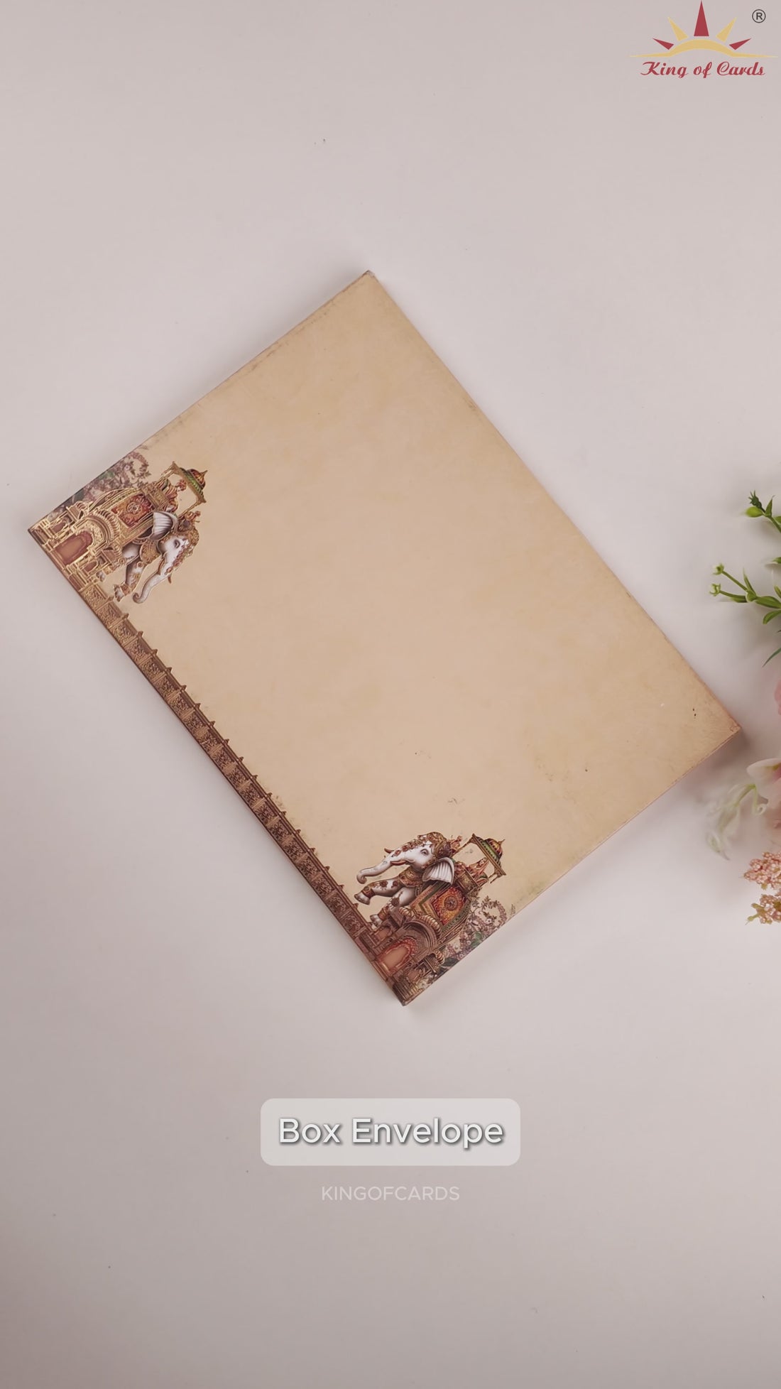 Cream Padded Elephant Door Style Wedding Card - KAA06060