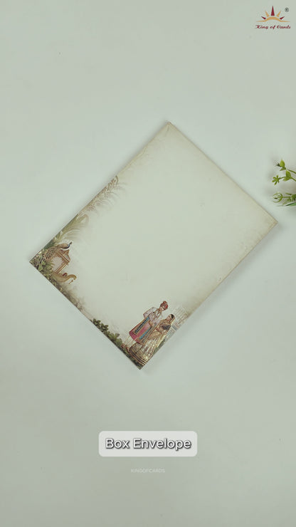 Cream Royal Bride Groom Padded Wedding Card - KAA05690