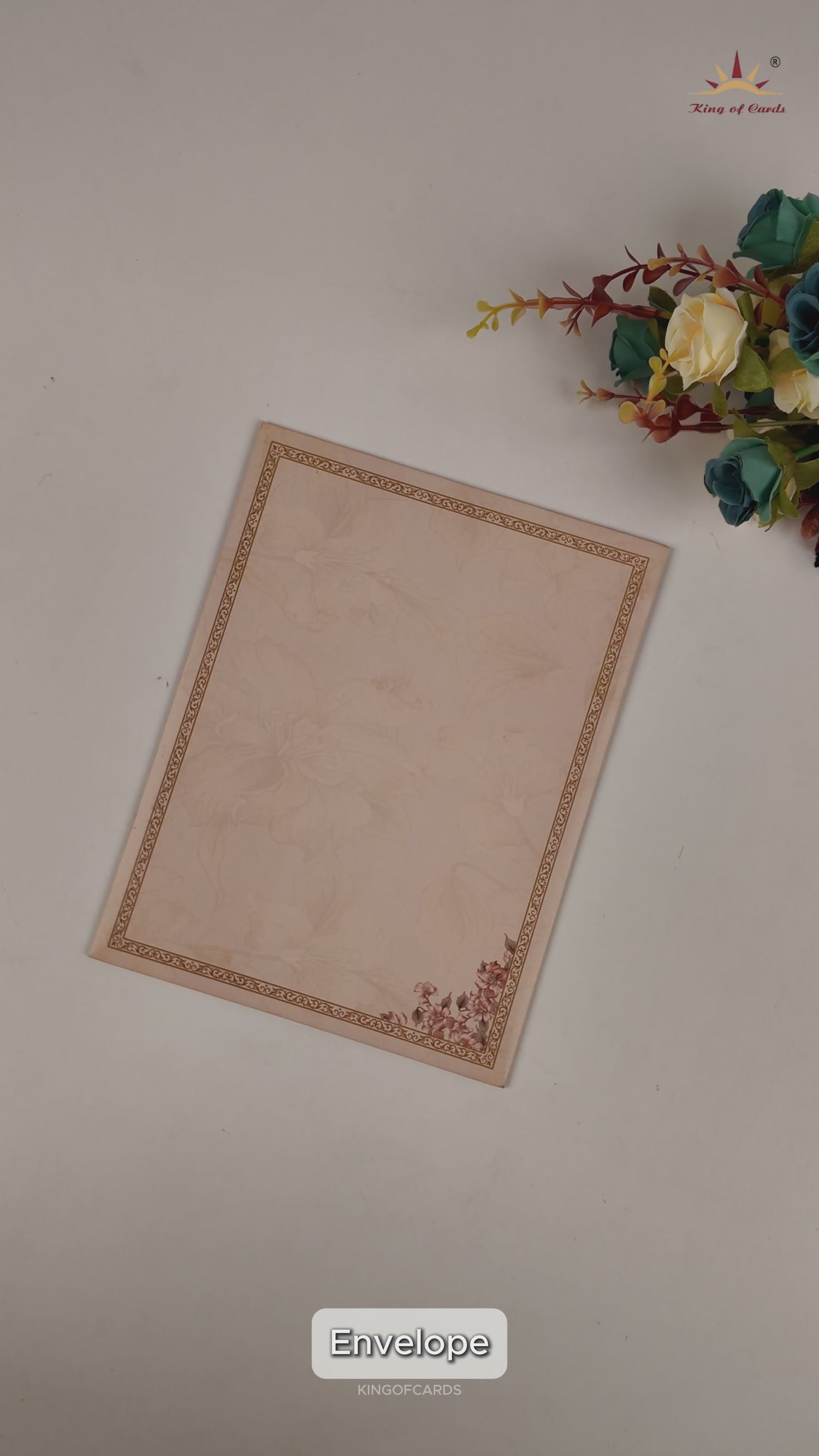 Peach Hibiscus Floral Door Style Invitation - KNKC4081