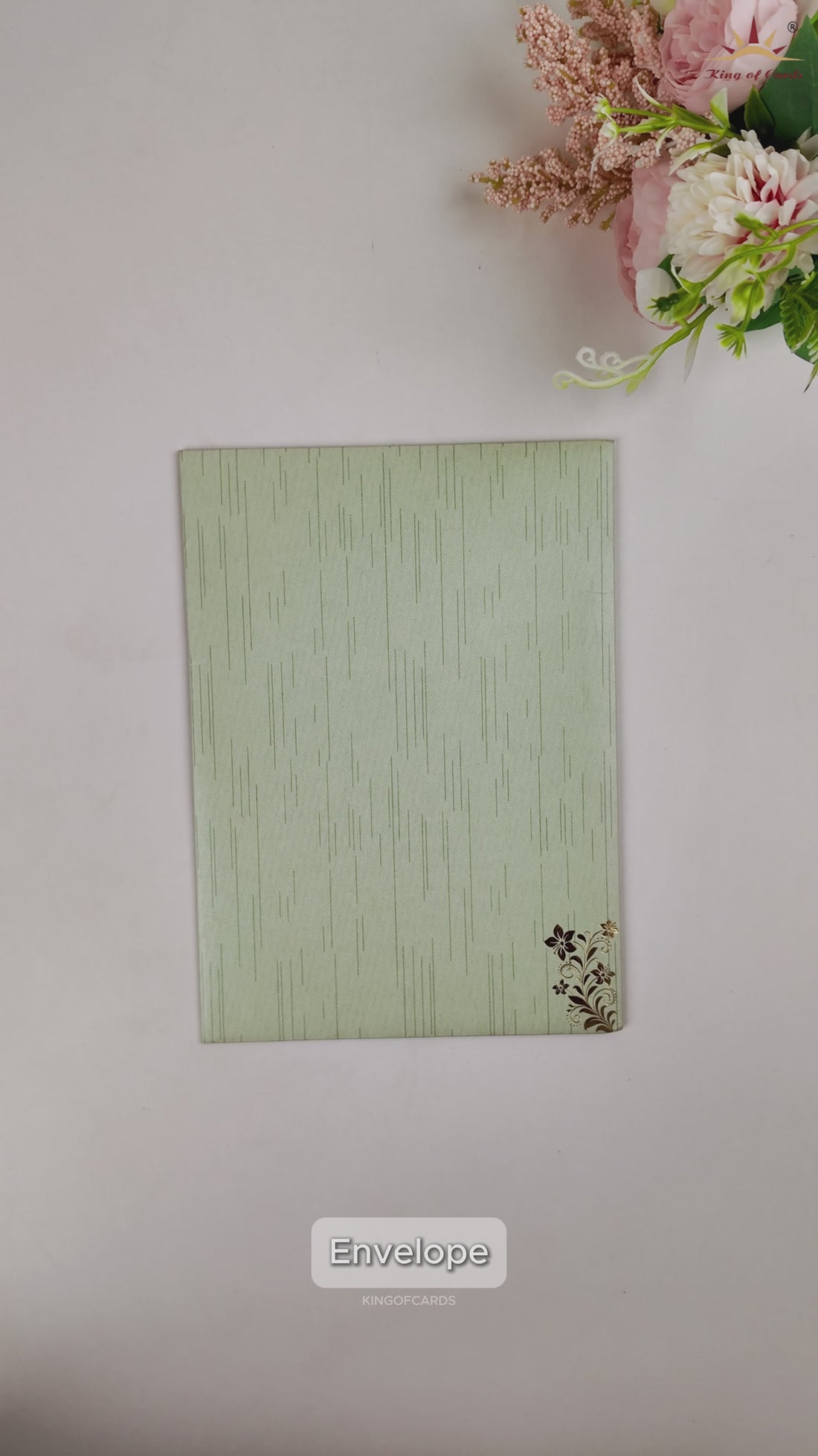 Green Gold Floral Door Style Wedding Card - KNKR049GN