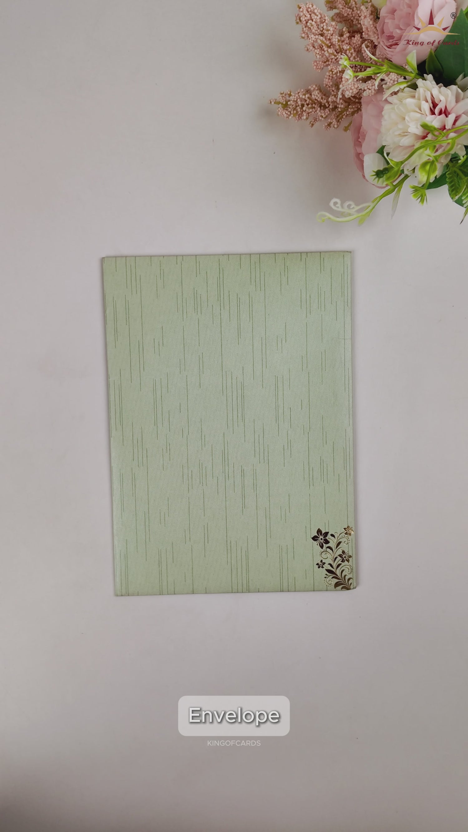 Green Gold Floral Door Style Wedding Card - KNKR049GN