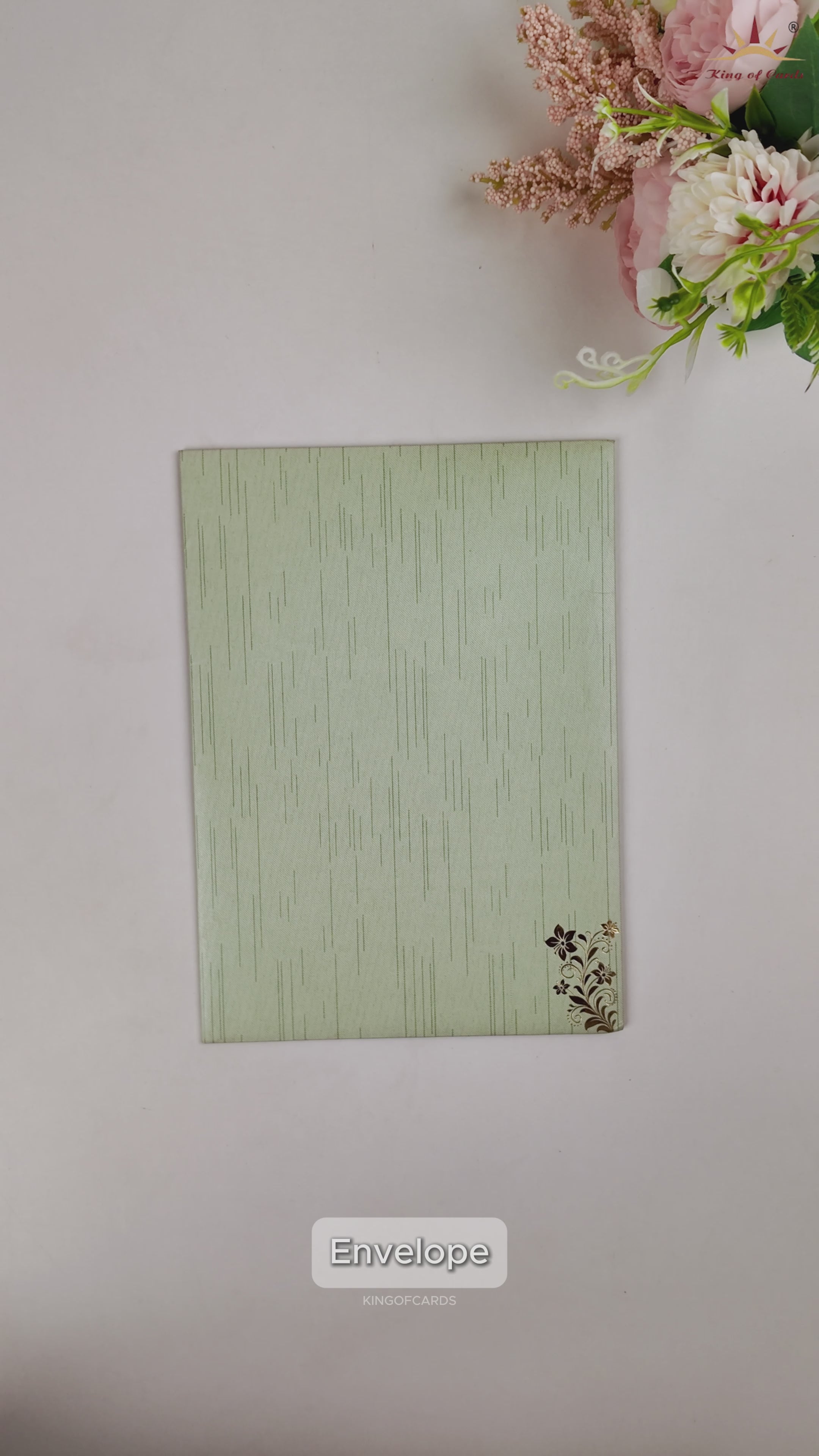 Green Gold Floral Door Style Wedding Card - KNKR049GN