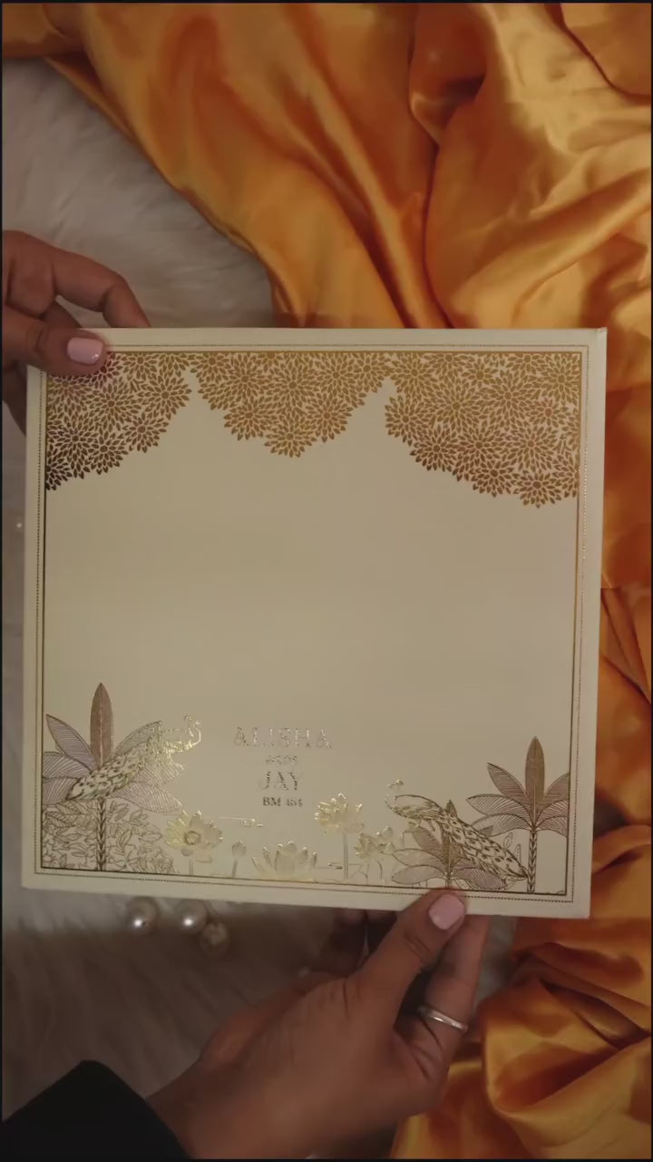 Cream Gold Foiled Wedding Card Design-KBM04640