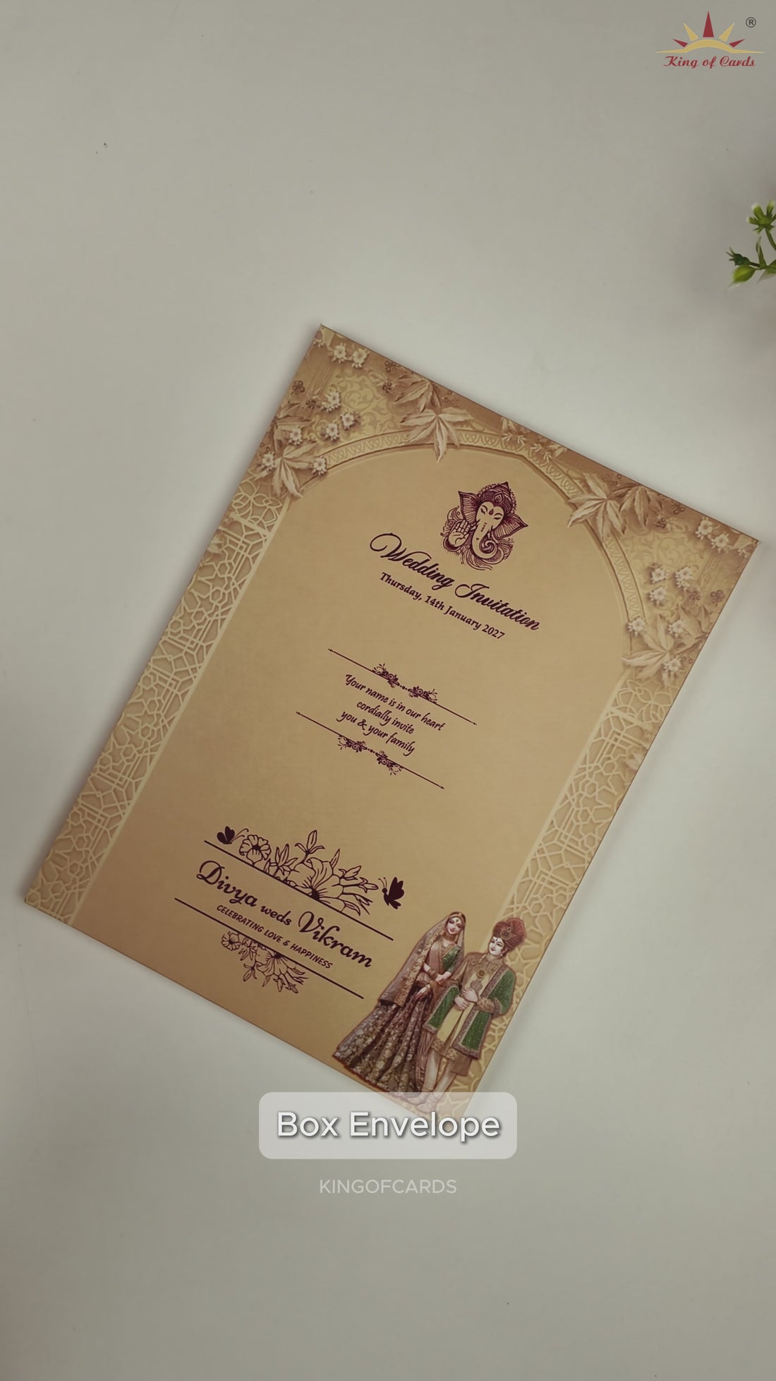 Cream Royal Bride Groom Wedding Card - KNLY6101