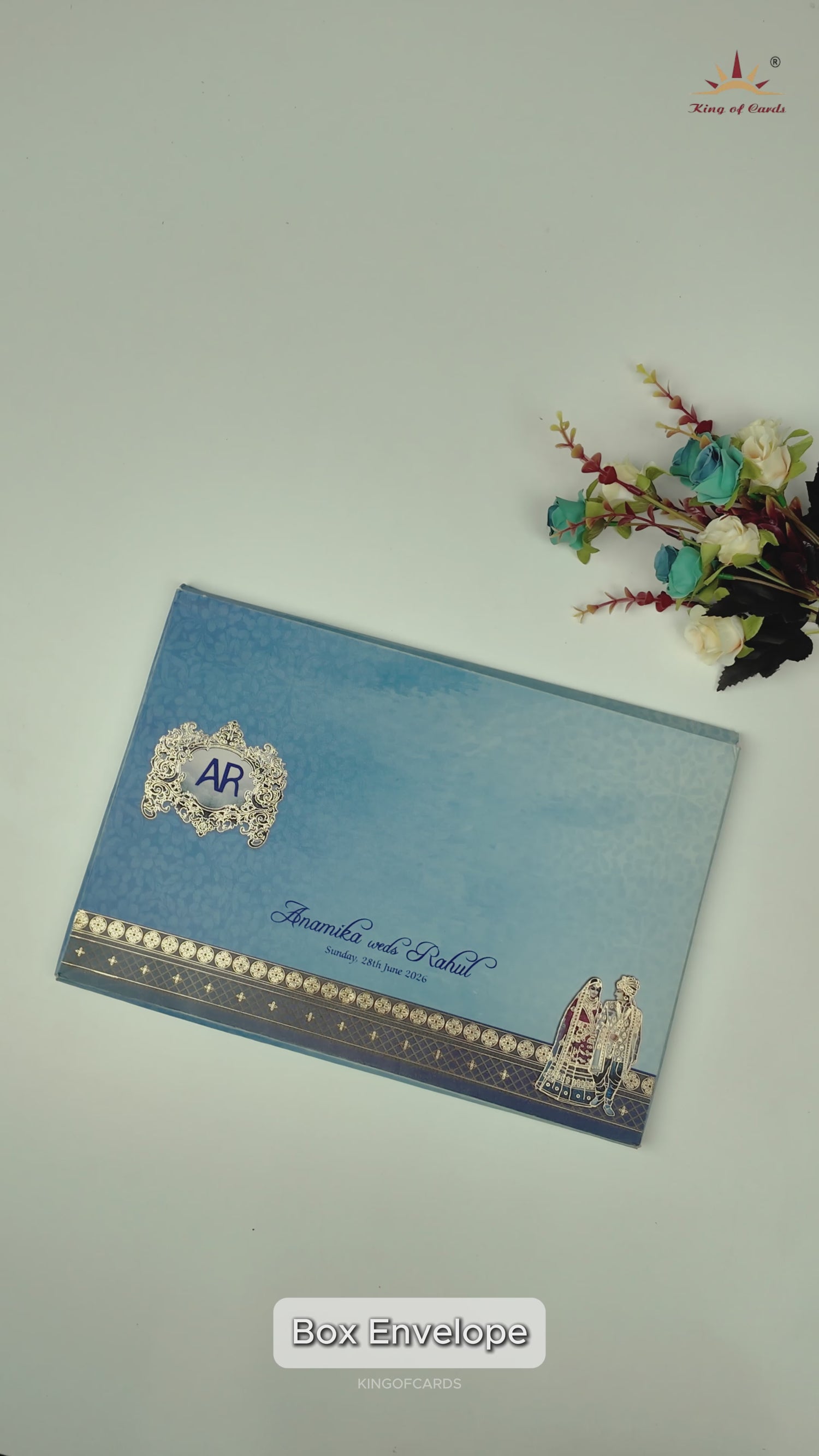 Royal Blue Padded Wedding Invitation Card-KPR24820