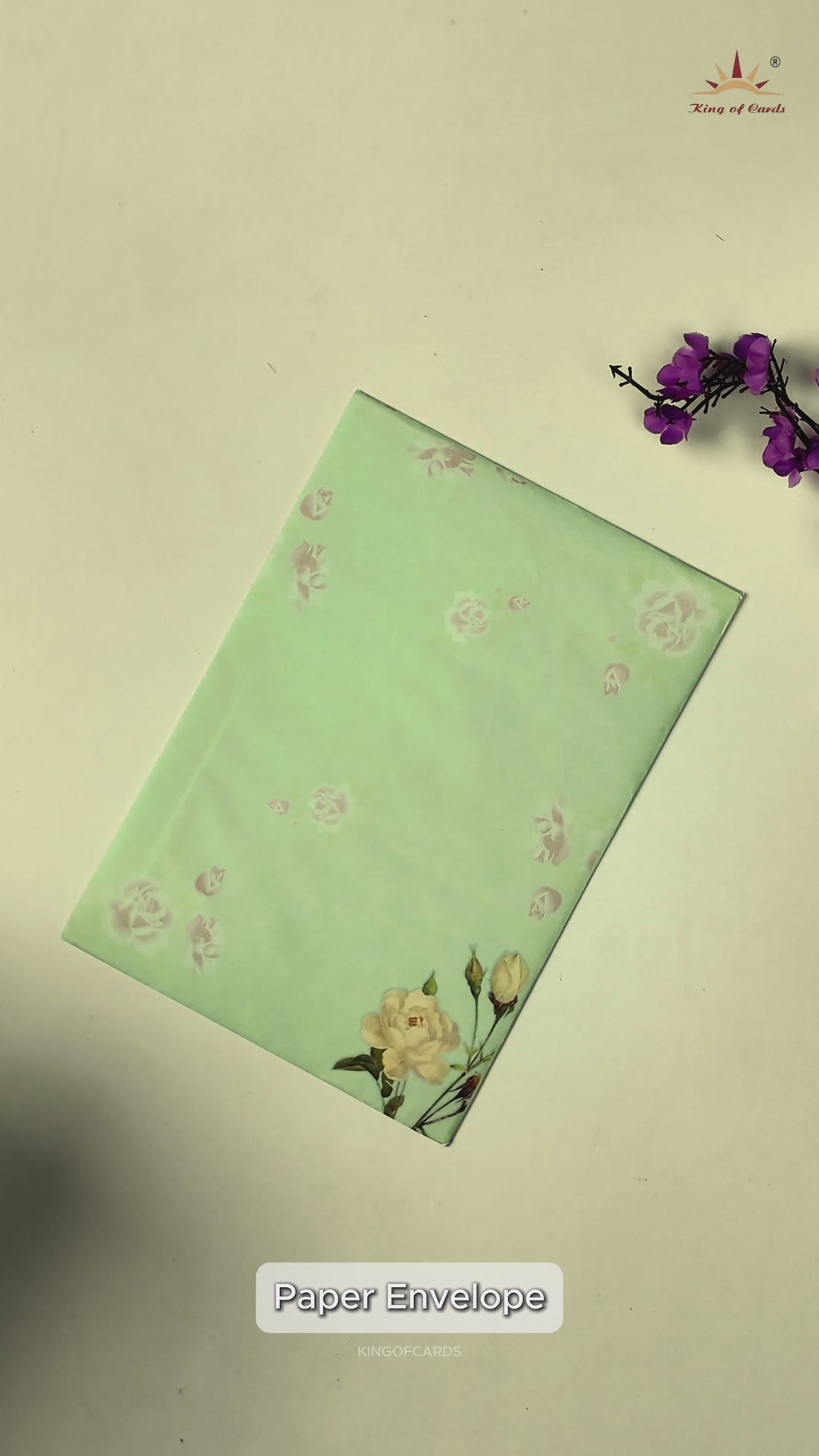 Green Rose Floral Wedding Card-KNPP682G