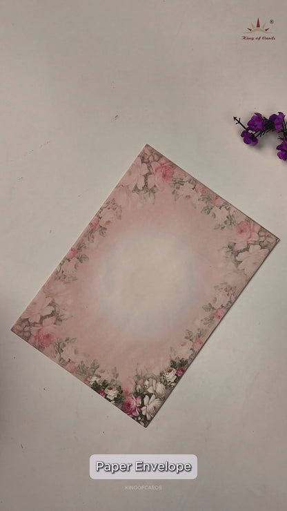 Pink Floral Ganesha Wedding Card - KNEP1603