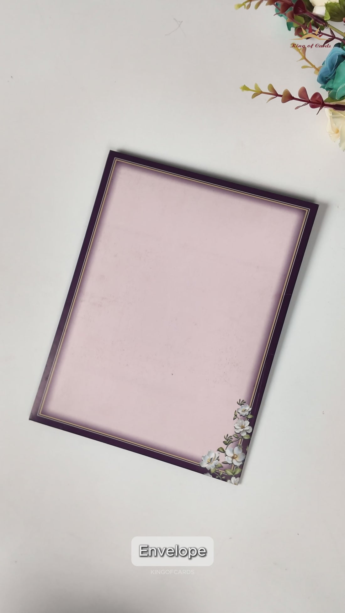 Purple Floral Door Style Wedding Card - KNKC4095
