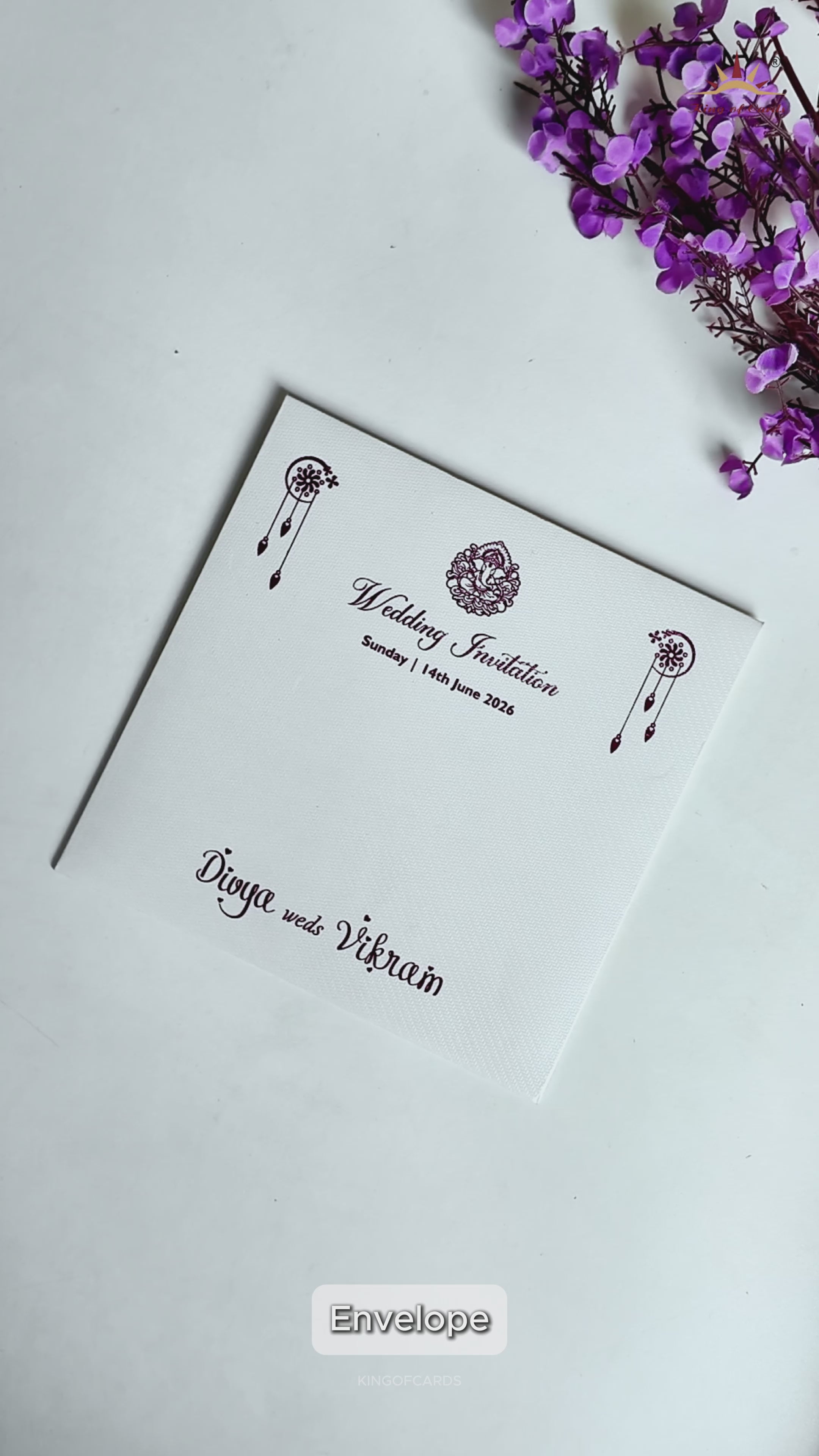 White Floral Single Sheet Wedding Card - KNKS2302.