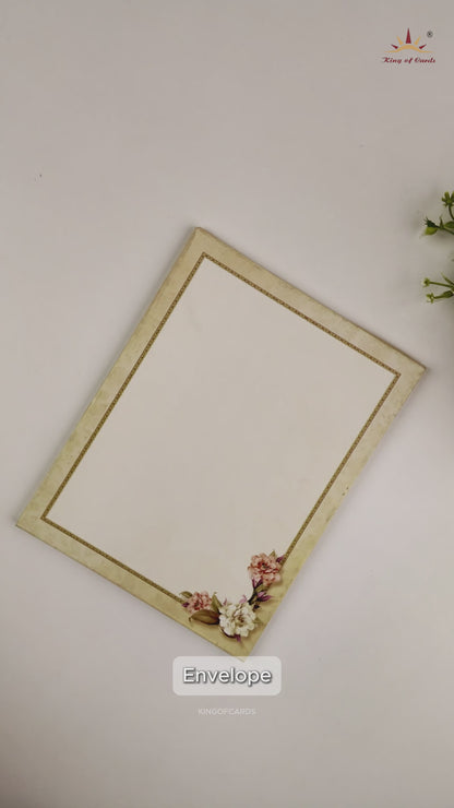 Beige Pink Floral Door Style Box Wedding Card - KAA06340