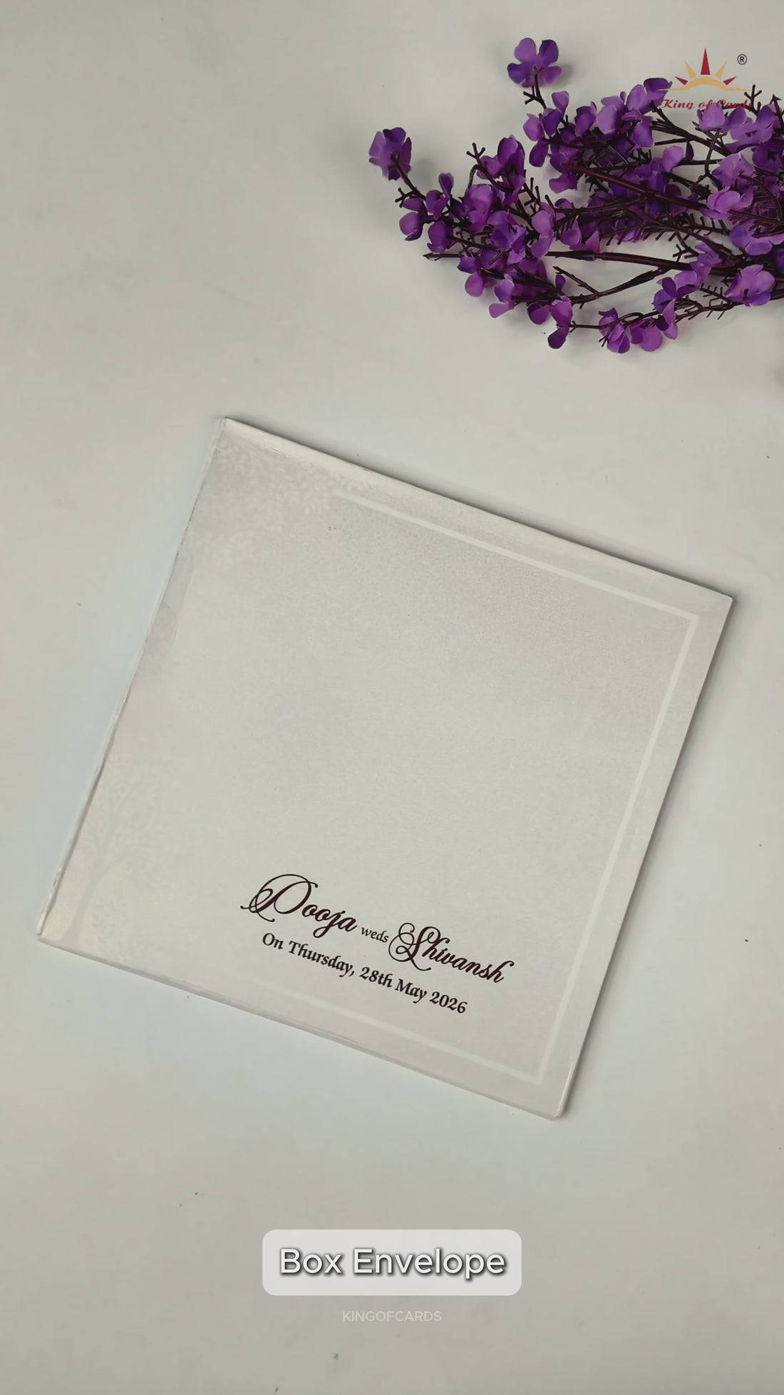 White Ganesha Elephant Wedding Card-KRE27740