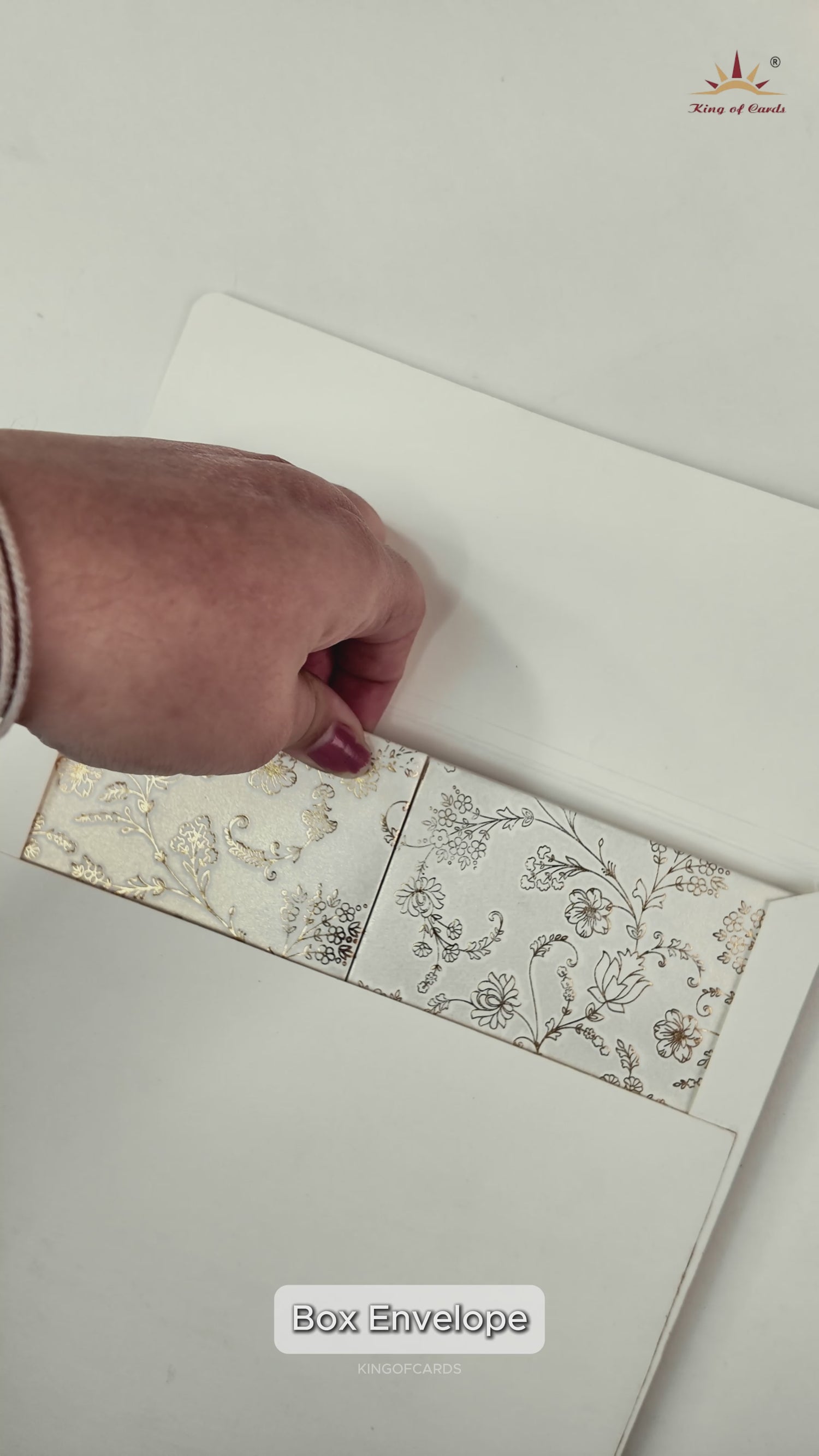 White Gold Foil Floral Padded Wedding card-KRE28240