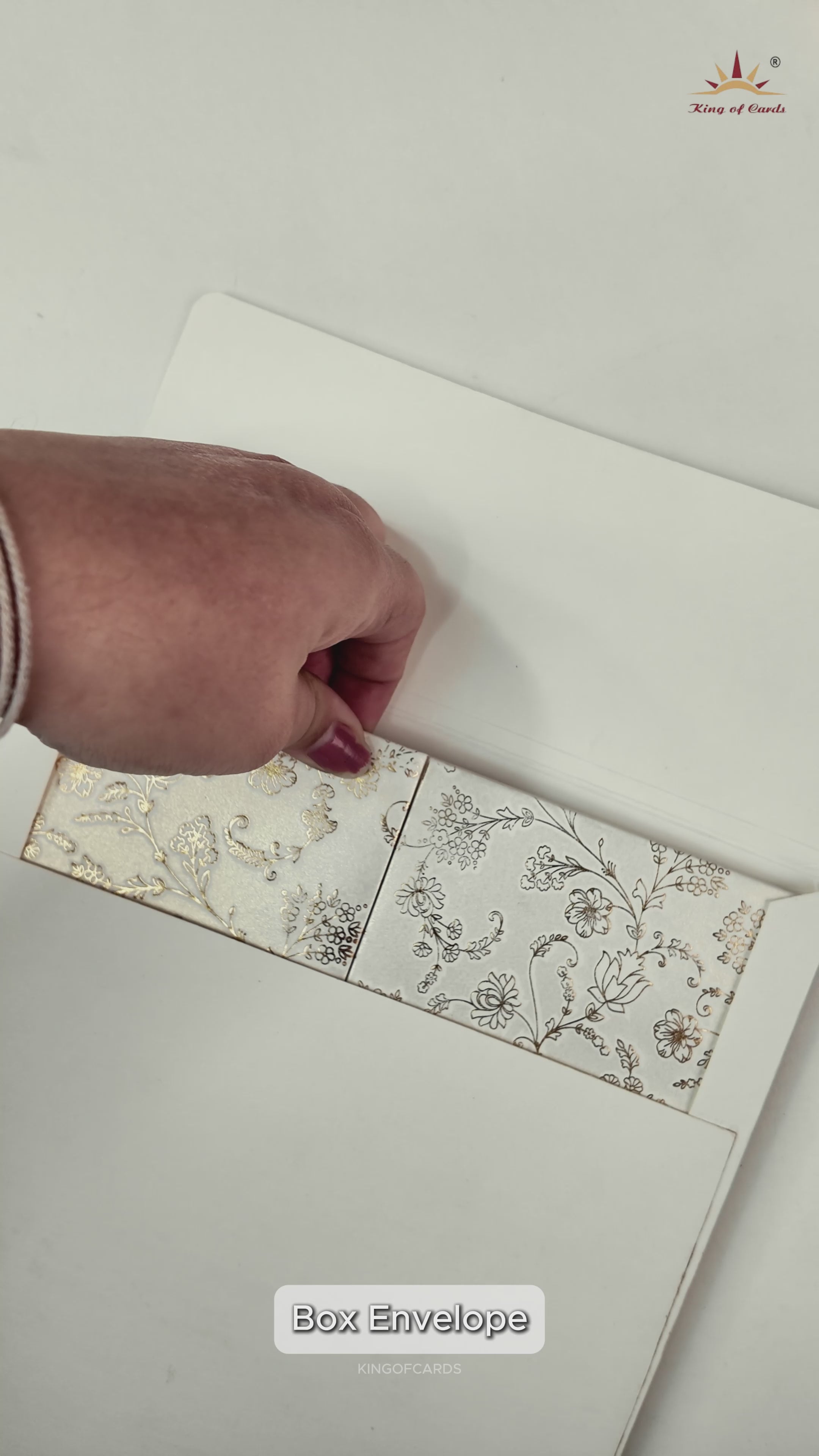 White Gold Foil Floral Padded Wedding card-KRE28240