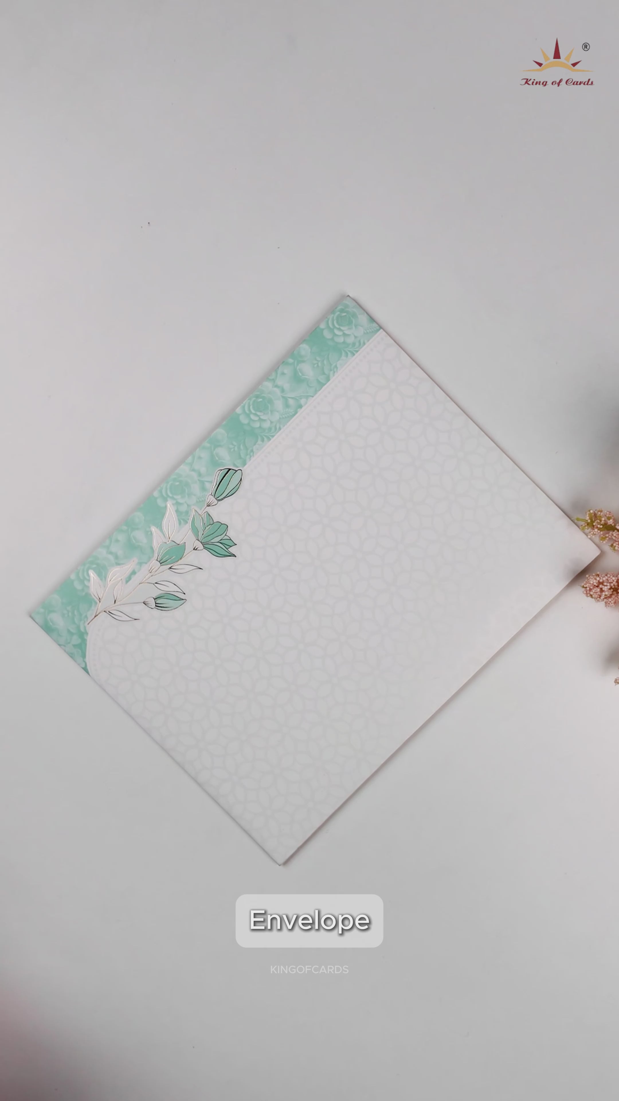 White Blue Floral Embossed Wedding Card - KNJS2086B