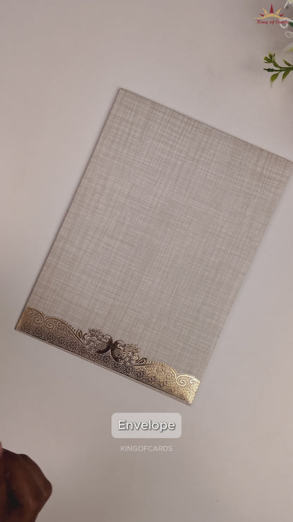 Grey Metallic Ganesha Wedding Card - KNCP25GG