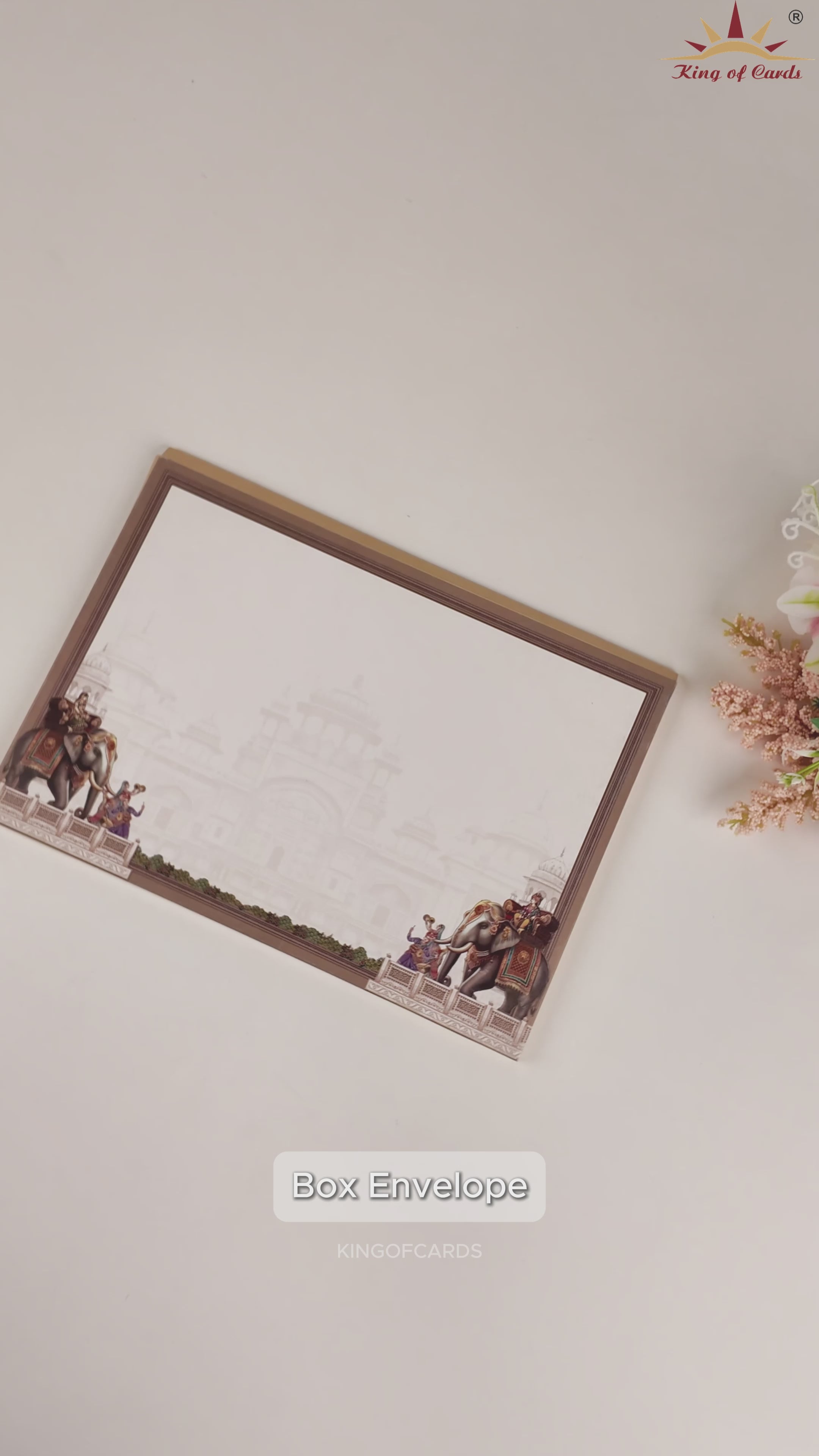 Beige Royal Elephant Palace Wedding Card - KAA05310